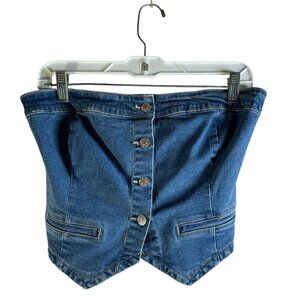 Love Tree - Denim Strapless Top - Size L: